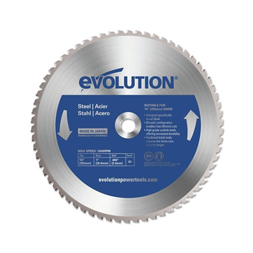 Evolution TCT Metal-Cutting Blade, 14 in, 1 in Arbor, 1600 rpm, 66 Teeth
