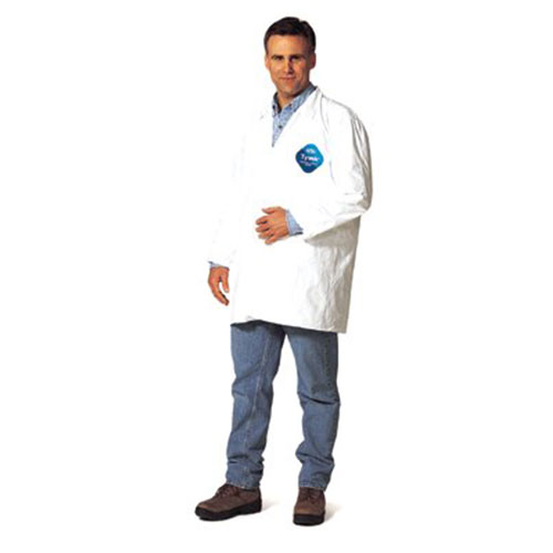 Extensis Tyvek Lab Coats No Pockets Knee Length, Medium, DuPont Tyvek