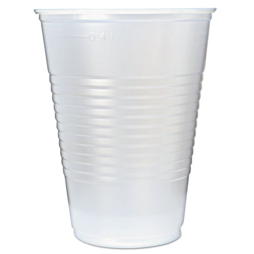 Fabri-Kal RK Ribbed Cold Drink Cups, 16oz, Translucent, 50/Sleeve, 20 Sleeves/Carton