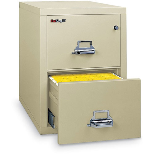 Fireking Insulated Two Drawer Vertical File, 25" Deep, Legal Size, Parchment