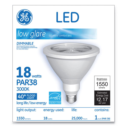 GE LED PAR38 Dimmable 40 Dg Warm White Flood Light Bulb, 18 W