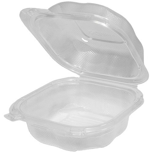 Genpak Clover CLX225-CL 6" Clear Polypropylene Large Hinged Sandwich Container, 400/cs