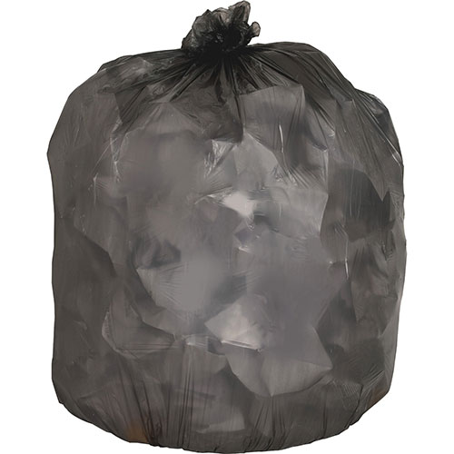 Genuine Joe Black Flat-Bottom Trash Bags, 33 Gallon, 0.45 Mil, 33" X 39", Case of 250