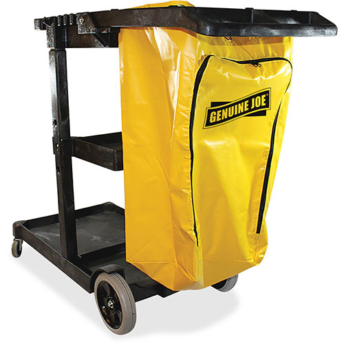 Genuine Joe Janitors Cart, 30-3/4" x 55-5/8" x 38", Lt Gray/Yellow