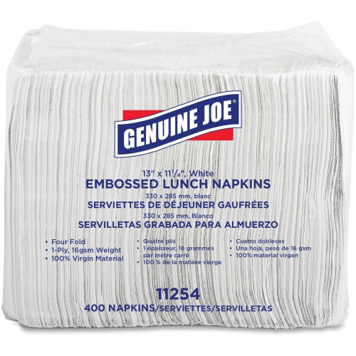 Genuine Joe Luncheon Napkins, 1-Ply, 13" x 11-1/4", 2400/CT, WE