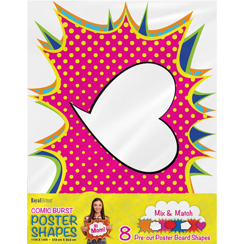 Geographics Cosmic Burst Shapes Poster Board, Fun and Learning, Project, Sign, Display, Art, 18" x 14", Cosmic Burst Shapes, 1 Pack, Multi