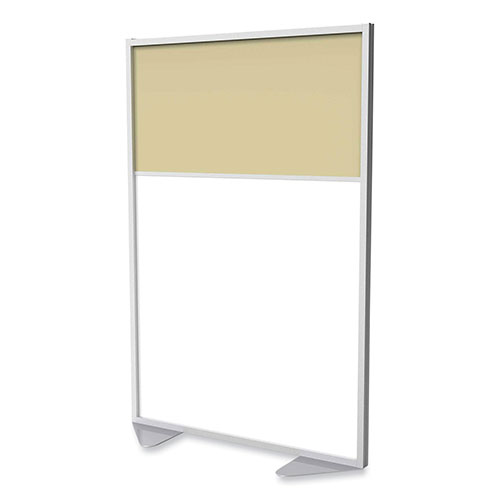 Ghent MFG Floor Partition with Aluminum Frame and 2 Split Panel Infill, 48.06 x 2.04 x 71.86, White/Carmel