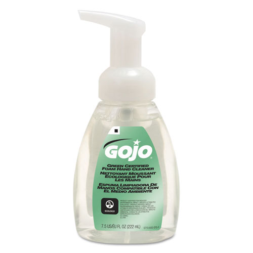 Gojo Green Certified Foam Soap, Fragrance-Free, Clear, 7.5oz Pump Bottle