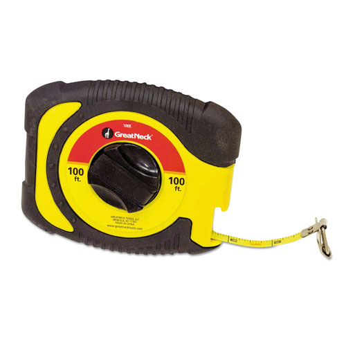 Great Neck Tools English Rule Measuring Tape, 3/8" x 100ft, Steel, Yellow