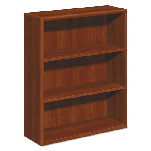 Hon 10700 Series Wood Bookcase, Three Shelf, 36w x 13 1/8d x 43 3/8h, Cognac