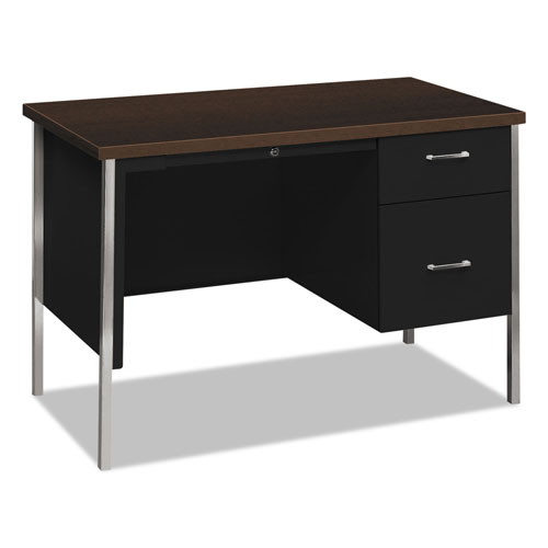 Hon 34000 Series Right Pedestal Desk, 45.25w x 24d x 29.5h, Mocha/Black