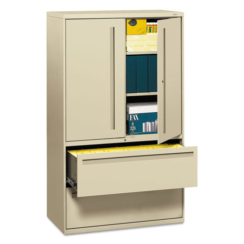 Hon 700 Series Lateral File with Storage Cabinet, 42w x 18d x 64.25h, Putty
