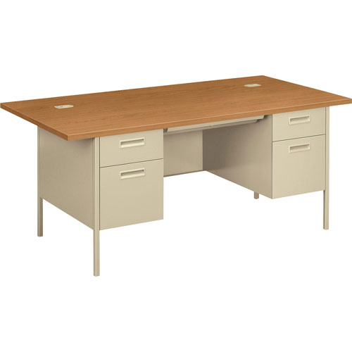 Hon Double Pedestal Desk, 72" x 36" x 29 1/2", Harvest/Putty