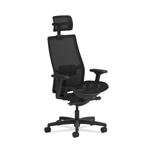 Hon Ignition 2.0 4-Way Stretch Mesh Back and Seat Task Chair, Supports Up to 300 lb, 17" to 21" Seat, Black Seat, Black Base