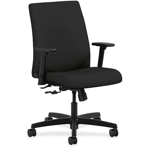 Hon Ignition Series Fabric Low-Back Task Chair, Supports up to 300 lbs., Black Seat/Black Back, Black Base