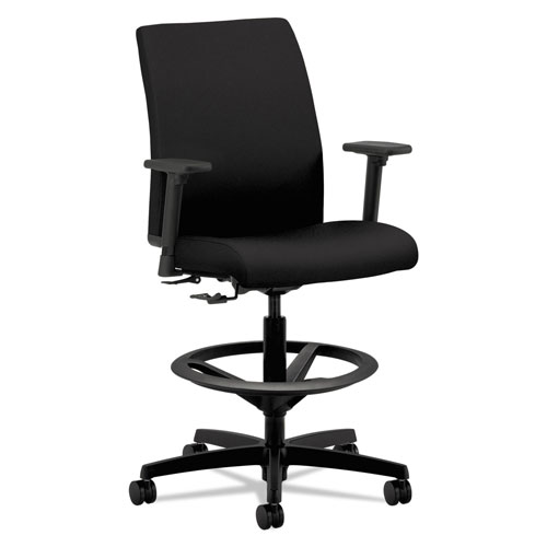 Hon Ignition Series Low-Back Task Stool, 33" Seat Height, Supports up to 300 lbs, Black Seat/Black Back, Black Base
