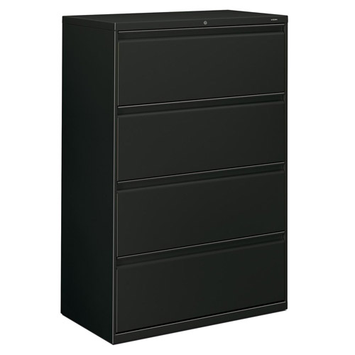 Hon Locking 4 Drawer Metal Lateral File Cabinet, 36"x19.25"x53.25", Black