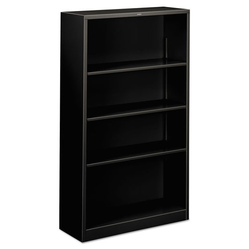 Hon Metal Bookcase, Four-Shelf, 34-1/2w x 12-5/8d x 59h, Black