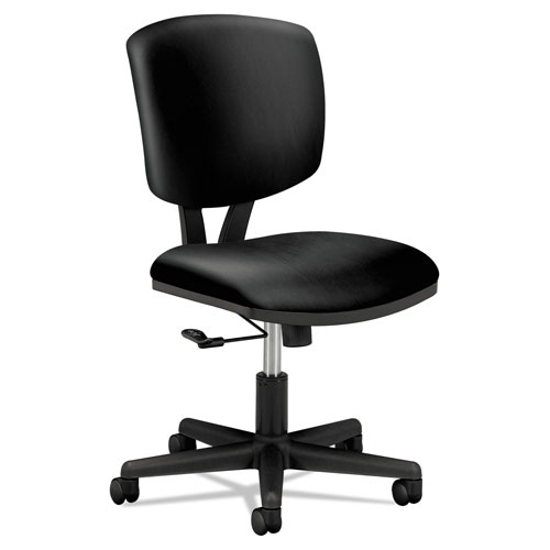 Hon Volt Series Leather Task Chair, Supports up to 250 lbs., Black Seat/Black Back, Black Base