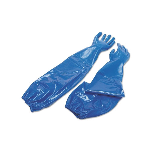 Honeywell Nitri-Knit™ Supported Nitrile Gloves, Elastic Extended Cuff, Interlock Knit, Size 8, Blue