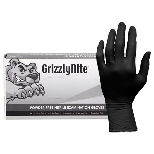 Hospeco ProWorks GrizzlyNite Nitrile Gloves, Black, X-Large, 1000/CT