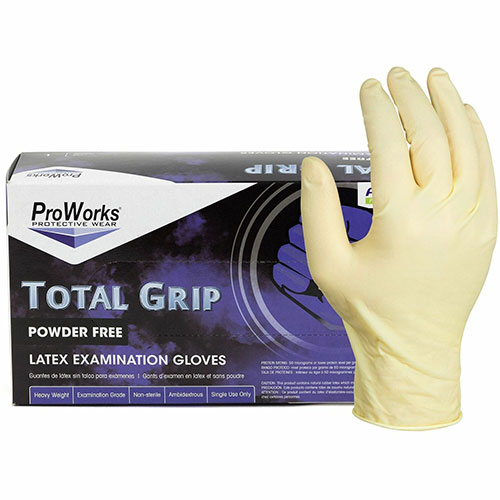Hospeco Total Grip Latex Powder Free Exam Gloves, X-Large Size, 100/Box, 8 mil Thickness, 9.40" Glove Length
