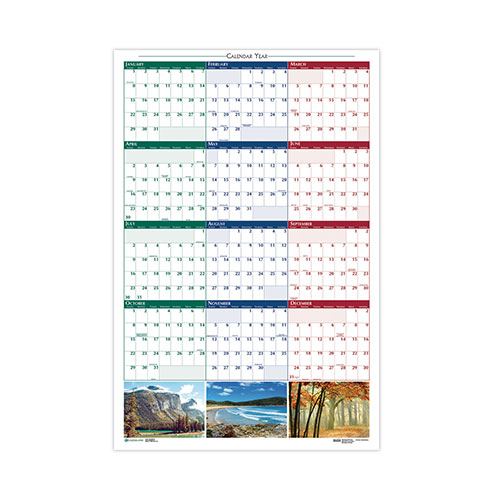 House Of Doolittle Earthscapes Recycled Reversible/Erasable Yearly Wall Calendar, Nature Photos, 18 x 24, White Sheets, 12-Month (Jan-Dec): 2024