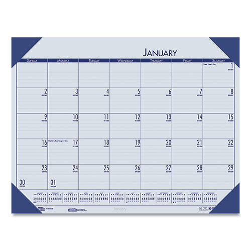 House Of Doolittle EcoTones Recycled Monthly Desk Pad Calendar, 18.5 x 13, Ocean Blue Sheets/Corners, Black Binding, 12-Month (Jan to Dec): 2024