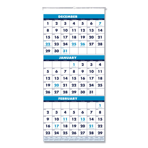 House Of Doolittle Recycled Three-Month Format Wall Calendar, Vertical Orientation, 12.25 x 26, White Sheets, 14-Month (Dec-Jan): 2023-2025