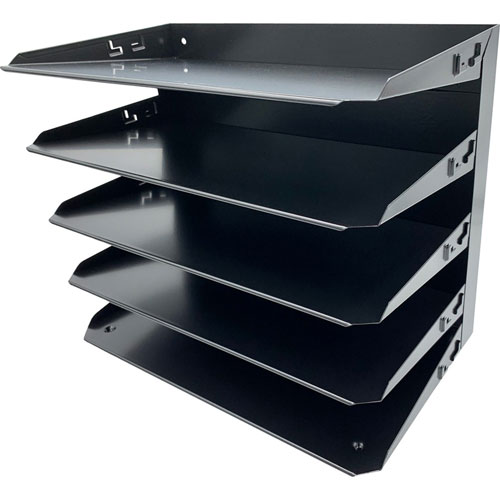 Huron Horizontal Slots Desk Organizer - 5 Compartment(s) - 15", x 15" x 8.8" Depth - Durable, Label Holder - Steel - 1 Each