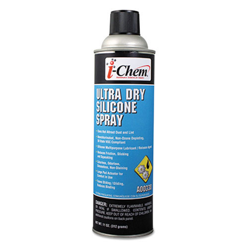 i-Chem Ultra Dry Silicone Spray, 11 oz Aerosol Can, 12/Carton