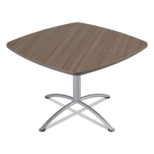 Iceberg iLand Table, Contour, Square Seated Style, 42" x 42" x 29", Natural Teak/Silver