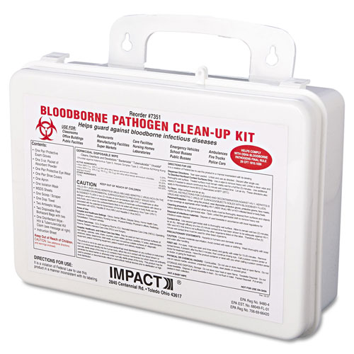 Impact Bloodborne Pathogen Cleanup Kit, OSHA Compliant, Plastic Case
