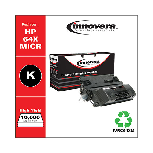 Innovera Remanufactured Black High-Yield MICR Toner Cartridge, Replacement for HP 64XM (CC364XM), 24,000 Page-Yield