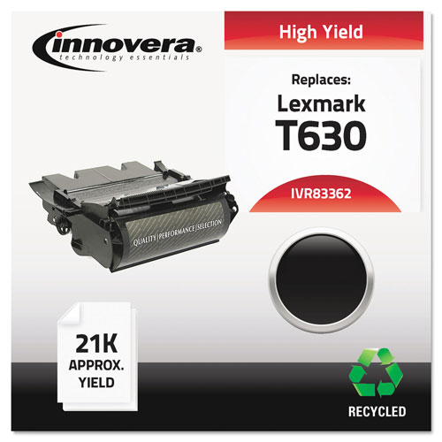 Innovera Remanufactured Black High-Yield Toner Cartridge, Replacement for Lexmark T630 (12A7362), 21,000 Page-Yield
