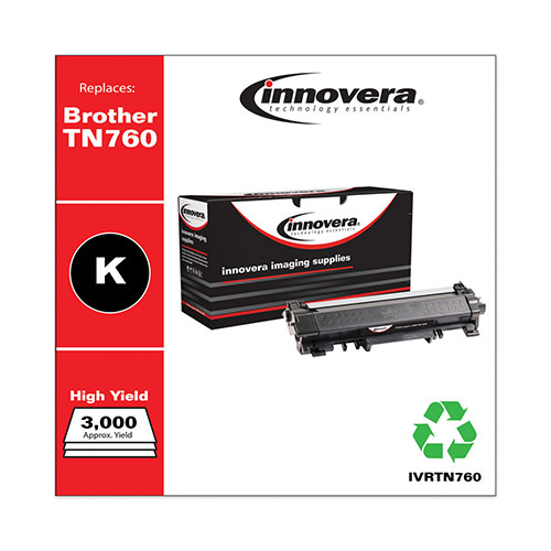 Innovera Remanufactured Black High-Yield Toner Cartridge, Replacement for Brother TN760, 3,000 Page-Yield