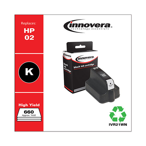Innovera Remanufactured Black Ink, Replacement For HP 02 (C8721WN), 660 Page Yield
