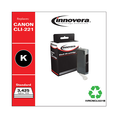 Innovera Remanufactured Black Ink, Replacement For Canon CLI-221BK (2946B001), 3425 Page Yield