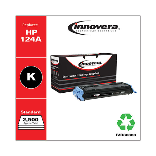 Innovera Remanufactured Black Toner Cartridge, Replacement for HP 124A (Q6000A), 2,500 Page-Yield