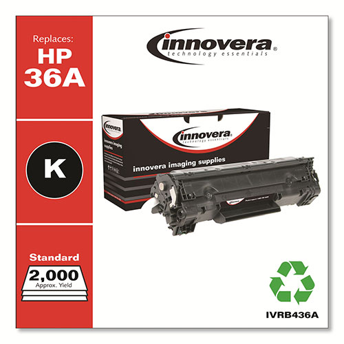Innovera Remanufactured Black Toner Cartridge, Replacement for HP 36A (CB436A), 2,000 Page-Yield