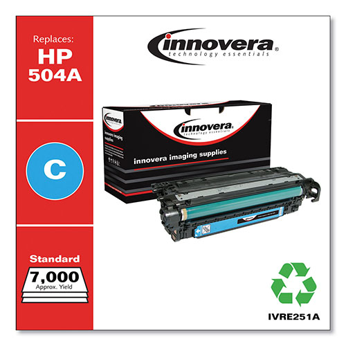 Innovera Remanufactured Cyan Toner Cartridge, Replacement for HP 504A (CE251A), 7,000 Page-Yield