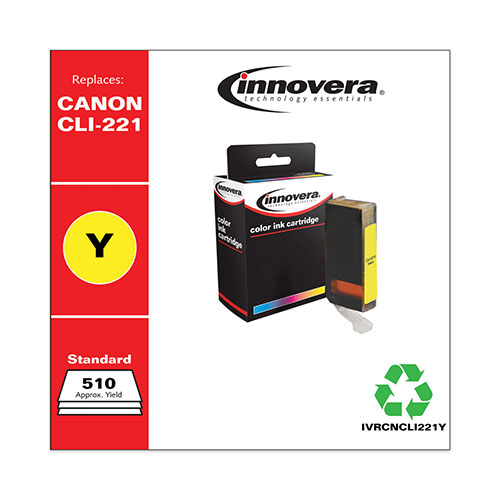 Innovera Remanufactured Yellow Ink, Replacement For Canon CLI-221Y (2949B001), 510 Page Yield