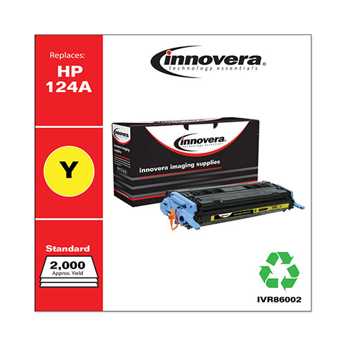 Innovera Remanufactured Yellow Toner Cartridge, Replacement for HP 124A (Q6002A), 2,000 Page-Yield