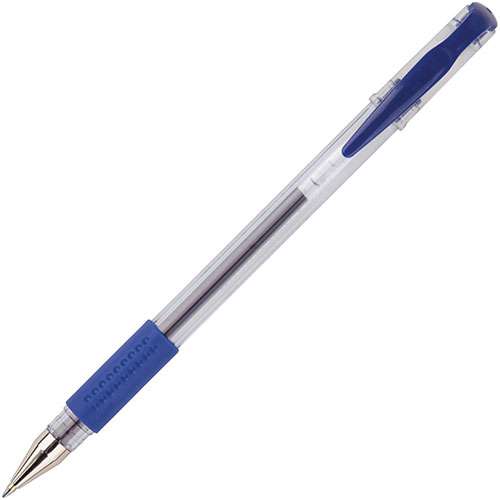 Integra Gel Stick Pen, Rubber Grip, 12/BX, Clear Barrel/BE Ink