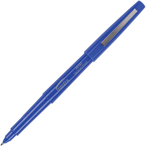 Integra Resin Tip Pen, Med Pt, Blue Barrel/BE Ink