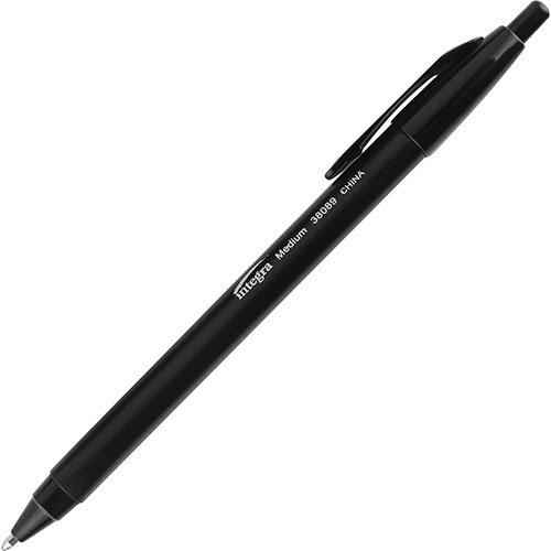 Integra Retractable Ballpoint Pen, Medium Point, Black