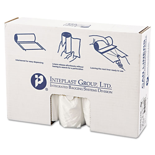 InteplastPitt High-Density Interleaved Commercial Can Liners, 45 gal, 12 microns, 40" x 48", Clear, 250/Carton