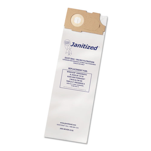 Janitized Vacuum Filter Bags Designed to Fit Windsor Versamatic, 100/CT