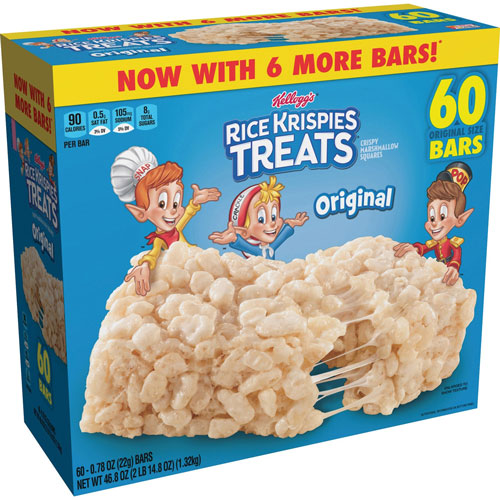 Keebler Marshmallow Square, Rice Krispies Treats, Original, 60/CT
