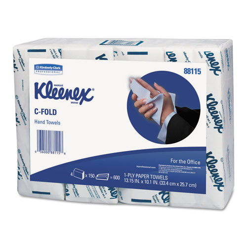 Kleenex C-Fold Paper Towels, 10 1/8 x 13 3/20, White, 150/Pack, 16/Carton